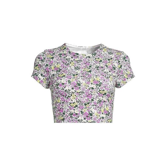 Land's End Tugless cap sleeve midikini top only white multi Ditsy floral Various - Picture 1 of 3